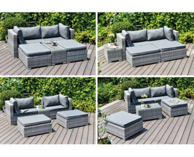 Garden Store Direct Enzo Rattan Lounge 5 Piece Set Mixed Grey with Grey Cushions - 8