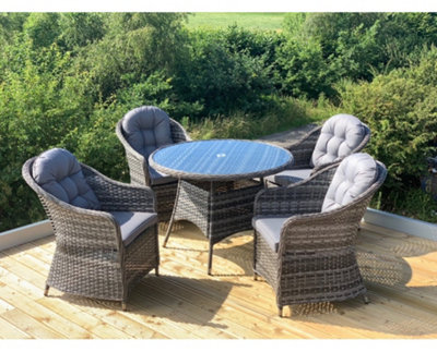 Garden Store Direct Florida 4 Seat Round Rattan Garden Dining Set with
