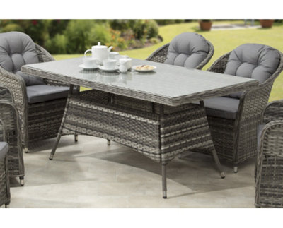 Garden Store Direct Florida 6 Seat Rectangular Rattan Garden Dining Set with Aluminium Frame