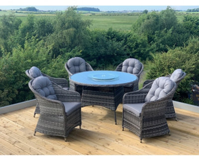 Round rattan table on sale with lazy susan