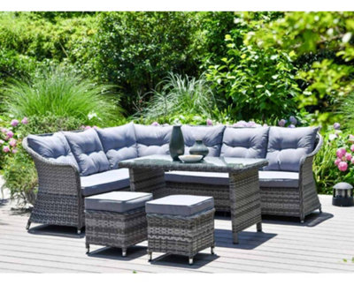 L shaped deals rattan garden sofa