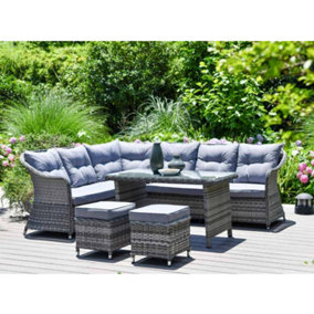 Garden Store Direct Florida L Shape Corner Sofa Rattan Garden Furniture Set with Aluminium Frame