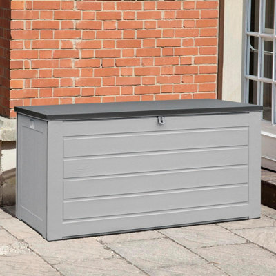 Garden Store Direct Grey 680L Outdoor Storage Box Container With Gas Lift Lid