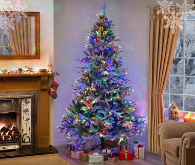 Garden Store Direct Lapland Snow Covered Pre-Lit Christmas Tree 5ft Multicolour LEDs