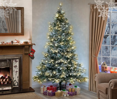 Garden Store Direct Lapland Snow Covered Pre-Lit Christmas Tree 5ft Warm White LEDs