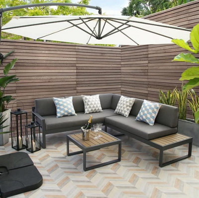 Garden Store Direct Maia Aluminium L Shape Lounge Set Left Hand