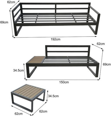 Garden Store Direct Maia Aluminium L Shape Lounge Set - Right Hand Facing - 5