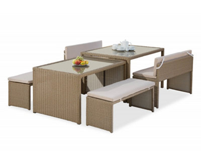 Garden Store Direct Melbourne Space Saving 6 Piece Garden Furniture Set Natural Brown