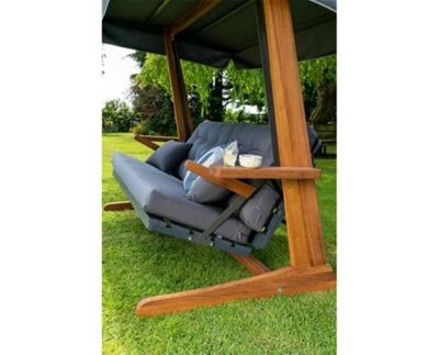 Garden Store Direct Newton 3 Seat Swing Hammock Bed - Iroko Hardwood