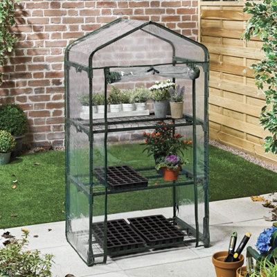 Garden Store Direct Outdoor Garden Grow House With Clear PVC Cover Plant Greenhouses 3Tier