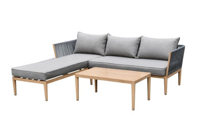 Garden Store Direct Pascal L Shape Corner Garden Sofa Set with Wood Effect Aluminium Frame