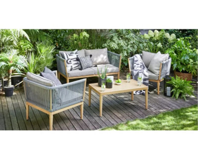 Garden Store Direct Pascal Lounge Garden Furniture Set with Wood Effect Aluminium Frame