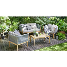 Garden Store Direct Pascal Lounge Garden Furniture Set with Wood Effect Aluminium Frame