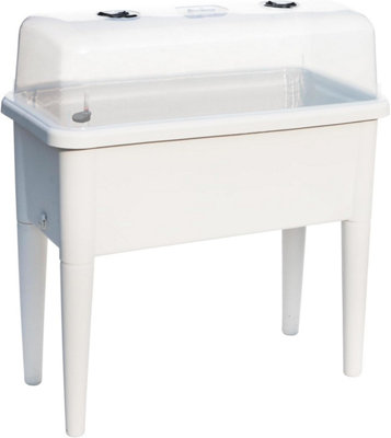 Garden Store Direct Raised Bed Grow Table XXL with Grow Lid & Self Watering System White