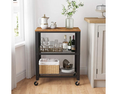 Garden Store Direct Rustic Brown 3 Tier Kitchen Utility Cart - 3