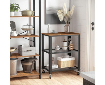 Garden Store Direct Rustic Brown 3 Tier Kitchen Utility Cart - 4