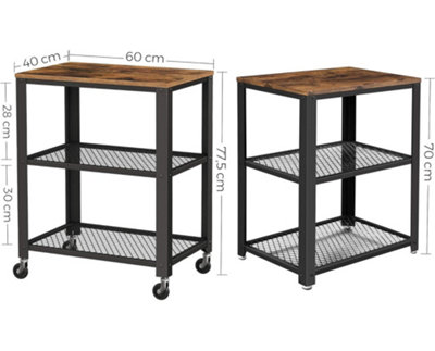 Garden Store Direct Rustic Brown 3 Tier Kitchen Utility Cart - 7