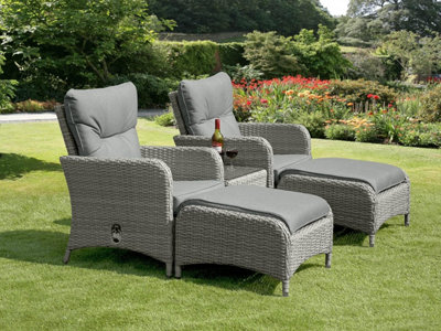 Garden Store Direct Sarasota 5 Piece Reclining Rattan Aluminium Garden Furniture Set in Grey