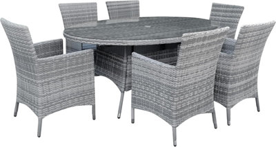 Garden Store Direct Sarasota 6 Seat Oval Dining Set in Grey