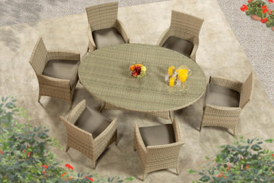 Garden Store Direct Sarasota 6 Seat Oval Dining Set in Natural