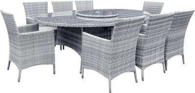 Garden Store Direct Sarasota 8 Seat Oval Dining Set in Grey