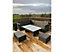 Garden Store Direct Soho Garden Corner Sofa / Dining Set Grey Rattan with Dark Grey Cushions Adjustable Table