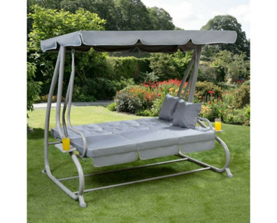 Garden Store Direct Somerset 3 Seat Garden Swing Bed in Grey