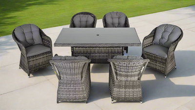 Garden Store Direct St Tropez Aluminium Rattan 6 Seat Rectangular Dining Set