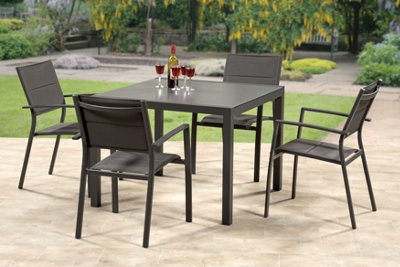 Garden Store Direct Sydney Aluminium 4 Seat Square Dining Set in Grey