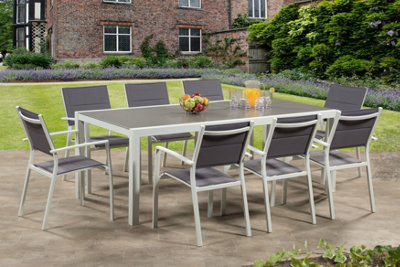 Garden Store Direct Sydney Aluminium 8 Seat Dining Set in White DIY