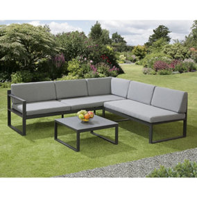 Garden Store Direct Sydney Aluminium Large Corner Lounge Set with Built in Sun Lounger and Coffee Table