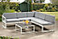 Garden Store Direct Sydney White Aluminium Large Corner Lounge Set with Built in Sun Lounger and Coffee Table