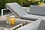 Garden Store Direct Sydney White Aluminium Large Corner Lounge Set with Built in Sun Lounger and Coffee Table