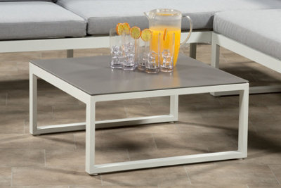 Garden Store Direct Sydney White Aluminium Large Corner Lounge Set with Built in Sun Lounger and Coffee Table - 5