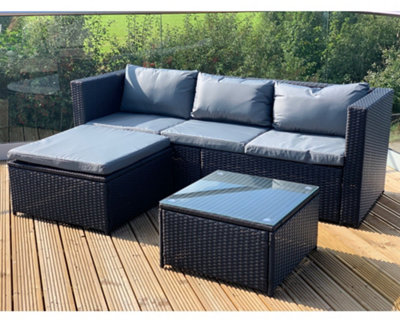 Garden Store Direct Victoria Modular 3 Piece Corner Lounge Chaise Set Black