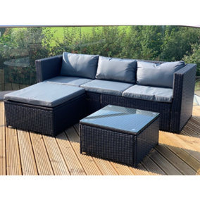 Garden Store Direct Victoria Modular 3 Piece Corner Lounge Chaise Set Black