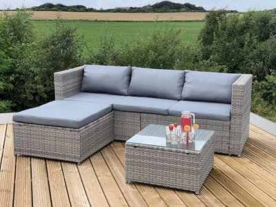 Garden Store Direct Victoria Modular 3 Piece Corner Lounge Chaise Set Grey