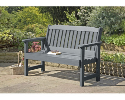 Garden Store Direct Wonder-Wood Faux Wood 2 Seat Garden Bench by Hi-Wood in Grey