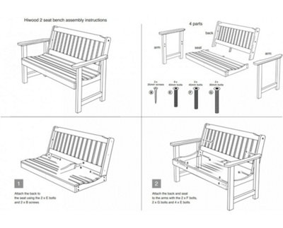 Garden Store Direct Wonder-Wood Faux Wood 2 Seat Garden Bench by Hi-Wood in Grey - 5