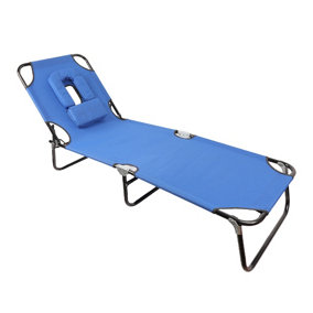 Garden sun lounger with Padded Headrest and Face Hole