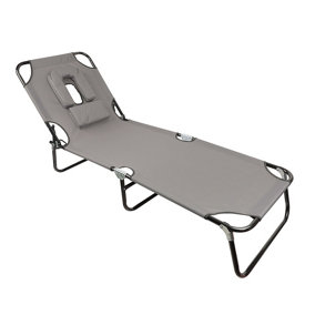 Garden sun lounger with Padded Headrest and Face Hole