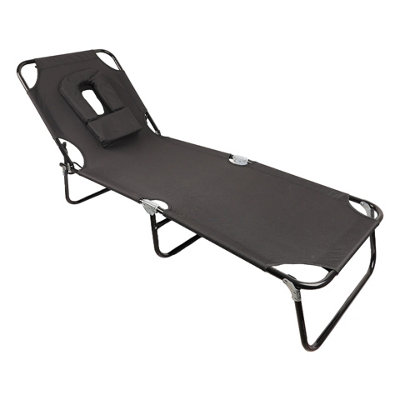 Garden sun lounger with Padded Headrest and Face Hole