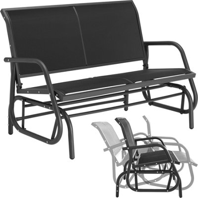 Garden Swing Bench Greta - 2-seater, 121 x 72 x 86.5 cm - black