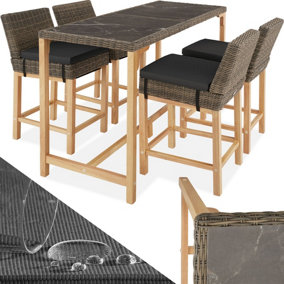 Garden table and chairs - Bar table Lovas with 4 bar stools Latina - nature