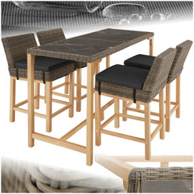 Garden Table and Chairs - dining table Lovas with 4 bar stools Latina - nature