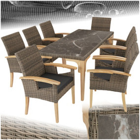 Garden Table and Chairs - Foggia dining table, 8 Rosarno armchairs - nature
