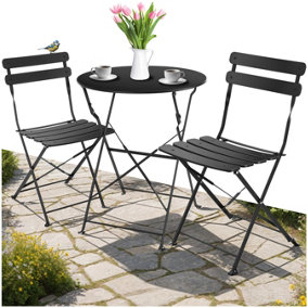 Garden Table and Chairs Frieda - 2 seater, for balconies, patios & terraces, folding & lightweight - black