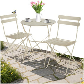 Garden Table and Chairs Frieda - 2 seater, for balconies, patios & terraces, folding & lightweight - cream