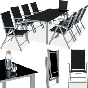 Garden Table and chairs furniture set 8+1 - silver