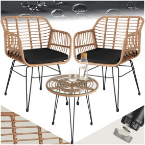 Garden Table and Chairs Molfetta - 2 person bistro set, weather and UV-resistant - nature